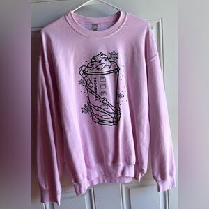 Pink Skeleton Starbucks Coffee Graphic Sweatshirt | Size M